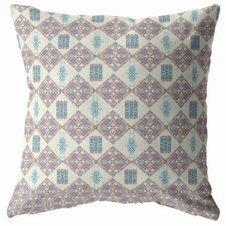 PALACEDESIGNS 18 in. Lattice Indoor & Outdoor Throw Pillow Muted Pink PA3093768